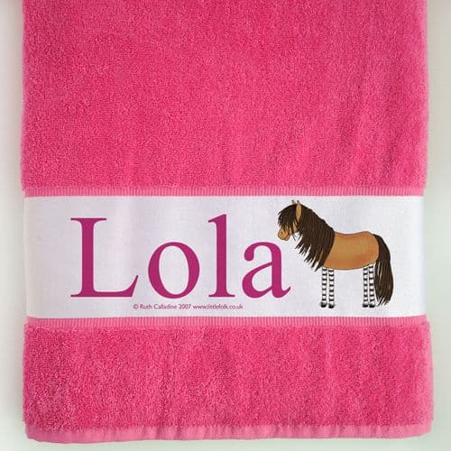 Personalised Large Towel - Tinker the Little Shetland Pony