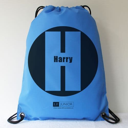 Personalised LF Juniors Swimming, PE, Football Bags - Big Dot Blue
