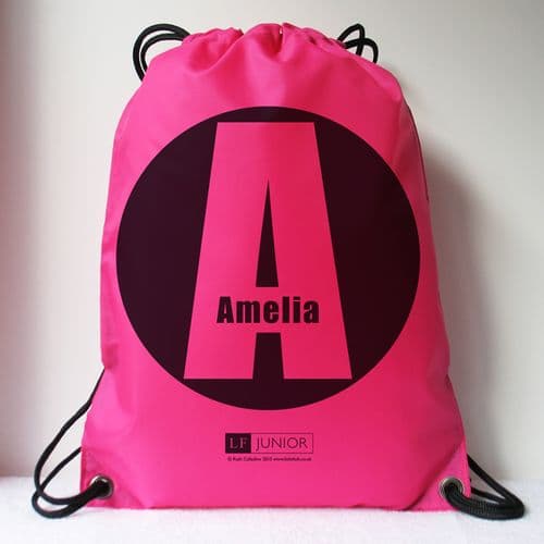 Personalised LF Juniors Swimming, PE, Football Bags - Big Dot Pink