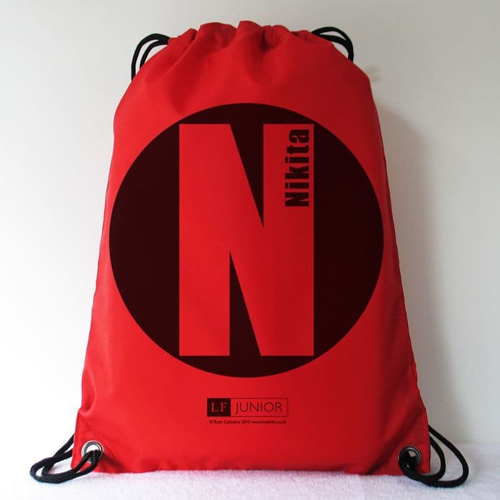 Personalised LF Juniors Swimming, PE, Football Bags - Big Dot Red