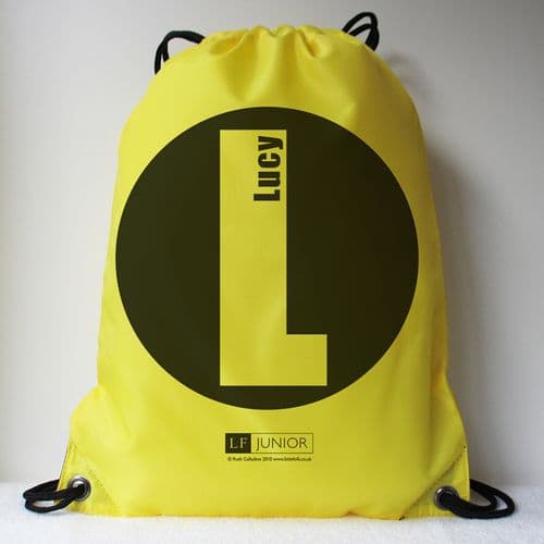 Personalised LF Juniors Swimming, PE, Football Bags - Big Dot Yellow