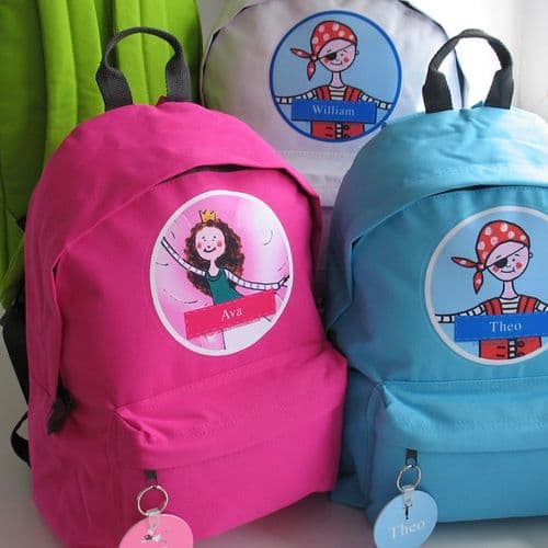 Personalised Little Folk Backpack - any character, Badge Range