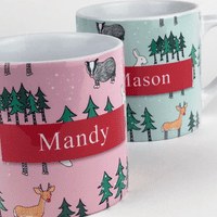Personalised Little Folk Cup - Winter Woodland in Blue