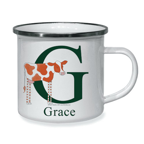 Personalised Little Folk Enamel Cup - Cud the Little Cow