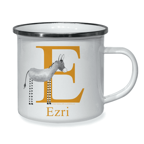 Personalised Little Folk Enamel Cup - Ears the Little Donkey