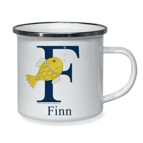 Personalised Little Folk Enamel Cup - Fins the Little Fish