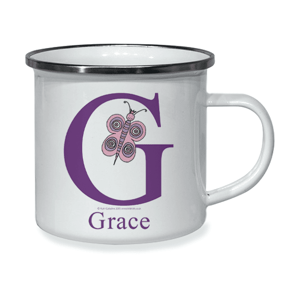 Personalised Little Folk Enamel Cup - Flutter the Little Butterfly