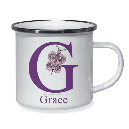 Personalised Little Folk Enamel Cup - Flutter the Little Butterfly