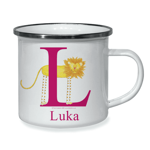 Personalised Little Folk Enamel Cup - Meow the Little Lion