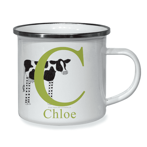 Personalised Little Folk Enamel Cup - Moo Moo the Little Cow