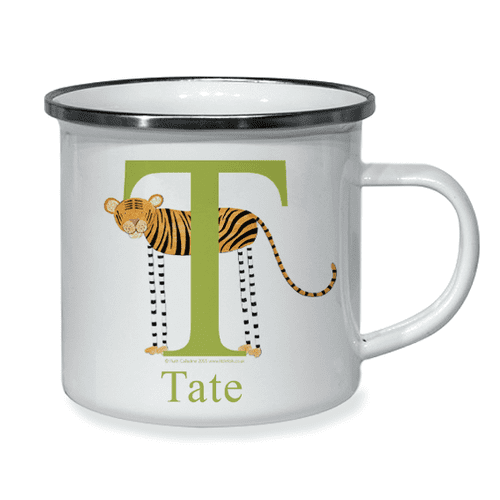 Personalised Little Folk Enamel Cup - Pounce the Little Tiger