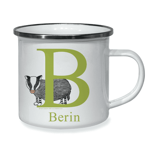 Personalised Little Folk Enamel Cup - Snuffles the Little Badger