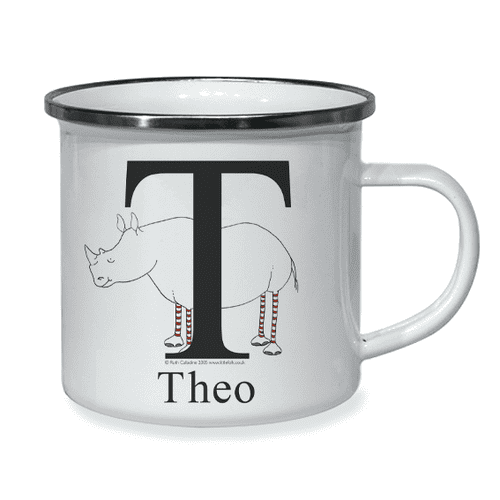 Personalised Little Folk Enamel Cup - Spike the Little Rhino