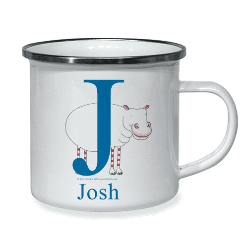 Personalised Little Folk Enamel Cup - Splash the Little Hippo