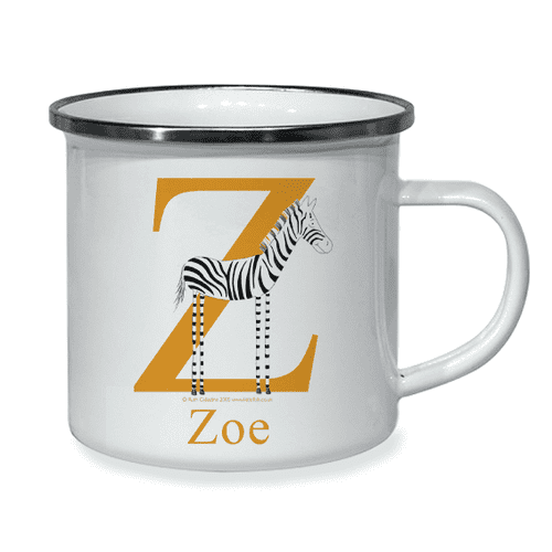 Personalised Little Folk Enamel Cup - Stripe the Little Zebra