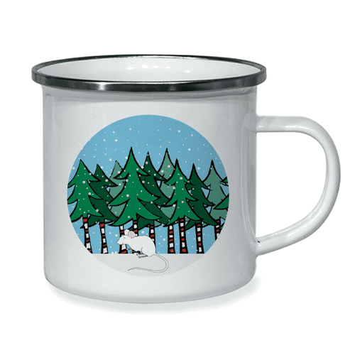 Personalised Little Folk Enamel Cup - Winter Woodland Mouse