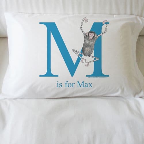 Personalised Monkey Alphabet Pillowcase - Swing the Little Chimp