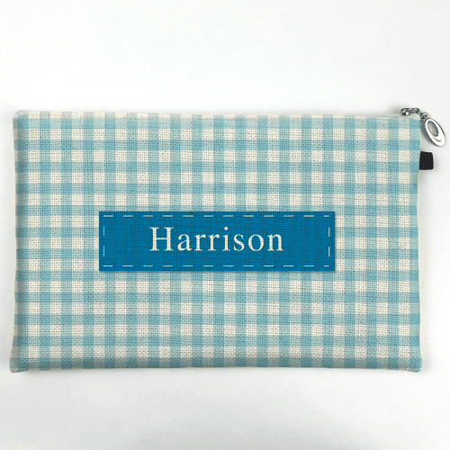 Personalised Pencil Case - Blue Gingham
