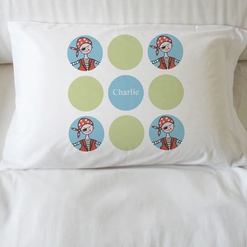 Personalised Pirate Pillowcase - Pirate Dots