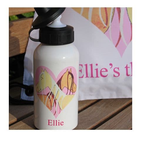 Personalised Pony Love Heart Drinks Bottles