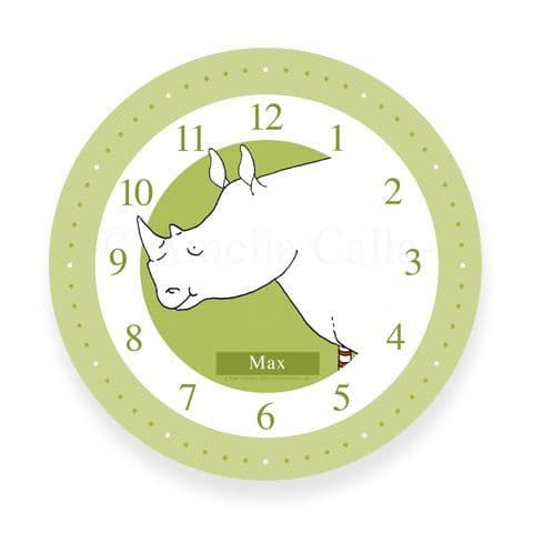 Personalised Rhinoceros Clock - Spike the Little Rhino