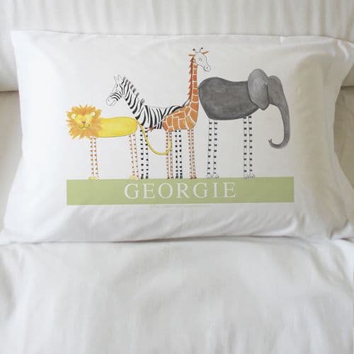 Personalised Safari Animals Pillowcase - Safari Friends