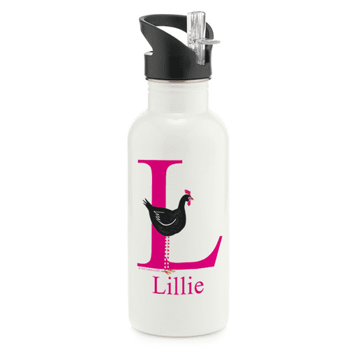 Personalised Stainless Steel Water Bottle - Peck the Little Hen