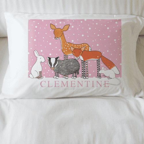 Personalised Super Soft Pillowcase - Snowy Winter Woodland