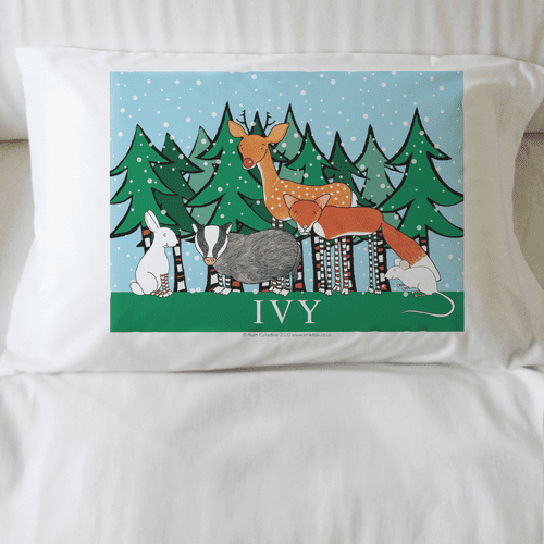 Personalised Super Soft Pillowcase - Winter Woodland Friends