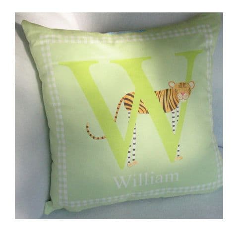 Personalised Velvet Cushion - Alphabet in Green