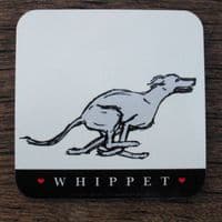Whippet Dog Mug & Coaster Set - Running Whippet Duo