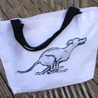 Whippet Dog Shopping Bag, Beach Bag - Running Whippet