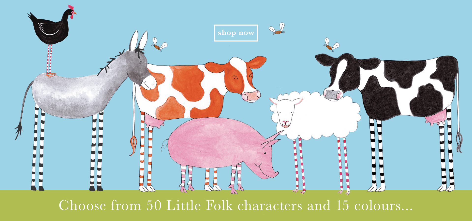 A range of illustrated Farm Friends from the Little Folk Family