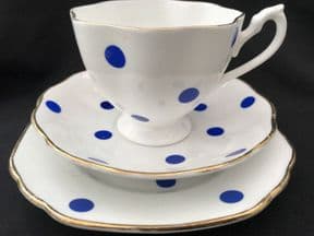 60's Blue polka dot tea trio