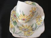 Bell china SUNFLOWERS Deco tea trio