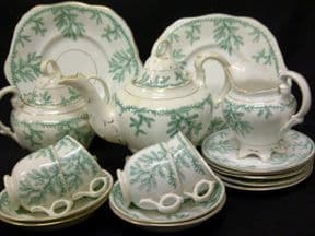 CAREWORN Mid Victorian part tea service for four.