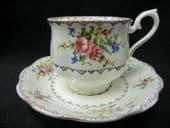 CAREWORN - Petit point Coffee cup & saucer Royal Albert
