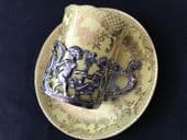 Coalport Espresso can & saucer with silver holder - yellow ground