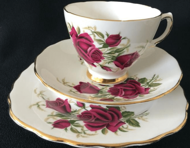 Colclough Red roses tea trio