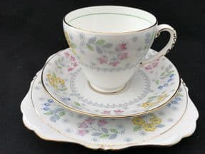 Handpainted Grafton deco tea trio