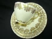Foley - E Brain - beautiful cream & gilt tea trio