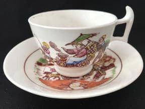 HILDITCH 'Shell carriage' London shape cup & saucer (3) (4)