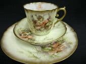 Martial Redon - LIMOGES - tea trio - hand painted