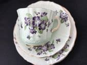 Old Royal pale green with violets tea trio
