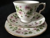 Retro Queen Anne tea trio - strawberry flowers