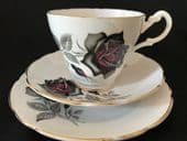 Royal Ascot black / red roses tea trio