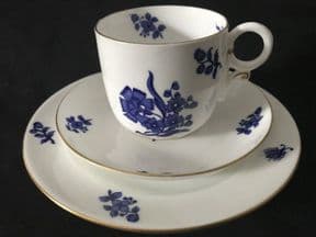 Royal Crown Derby c1880 blue & white tea trio