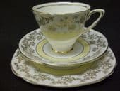 Royal Stafford Lemon & gilt tea trio cup saucer plate set