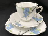 Royal Standard Deco tea trio Blue / Silver