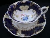 SOLD Daniel tea cup & saucer navy ground / blue flowers